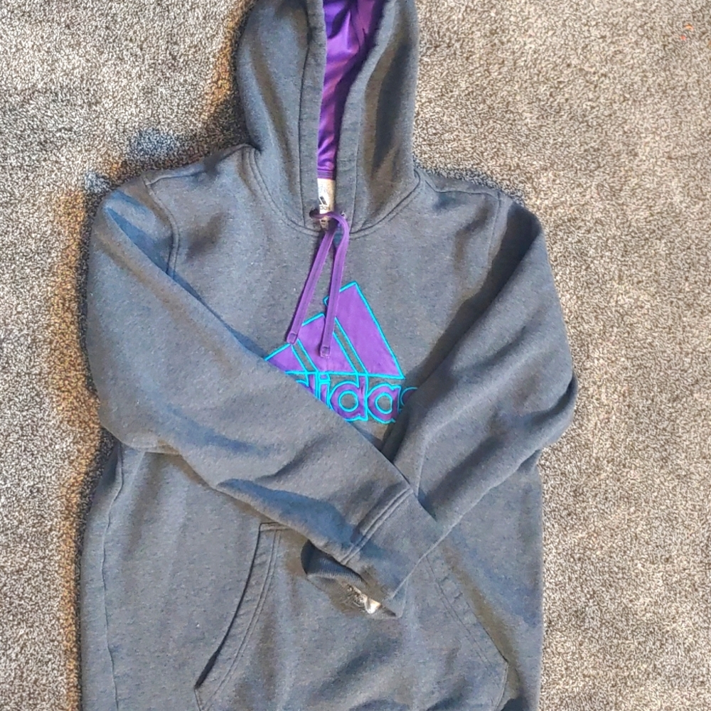 Gray Adidas Sweatshirt w/ purple designs